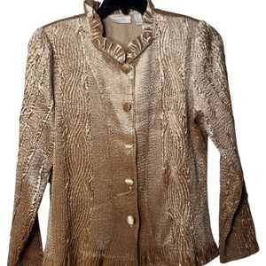 Chico's Gold Textured Button-Up Top